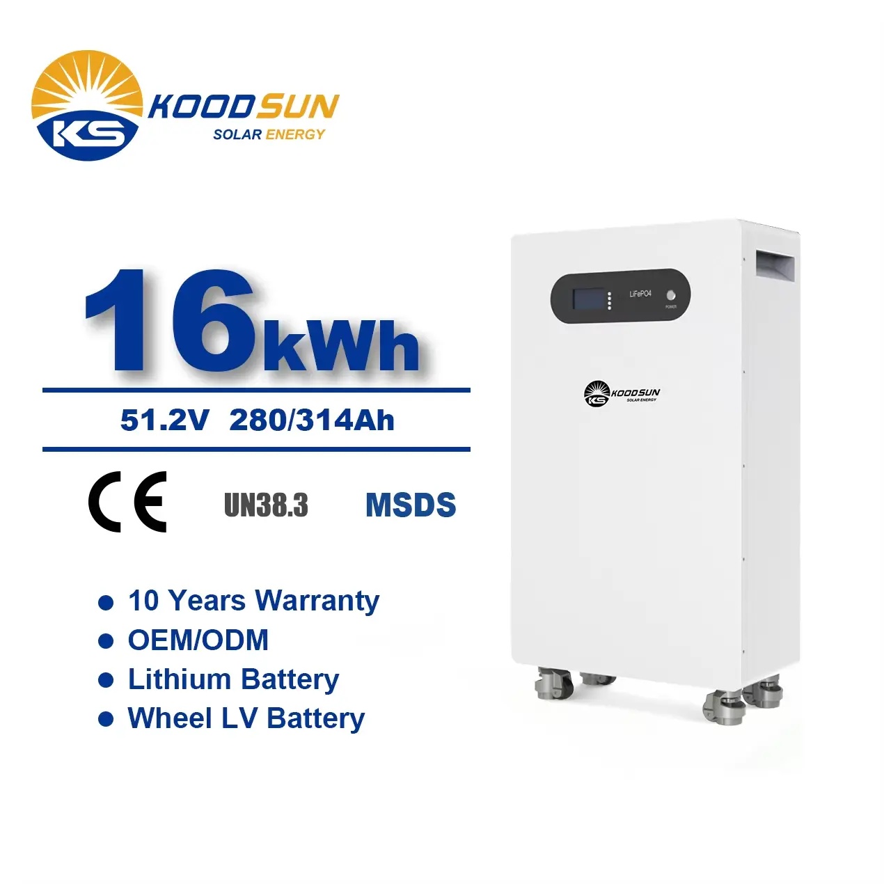 51.2V 280Ah 14.336kWh Low Voltage LiFePO4 Battery | Massive Capacity for Home Solar Storage & Off-Grid Applications -Koodsun